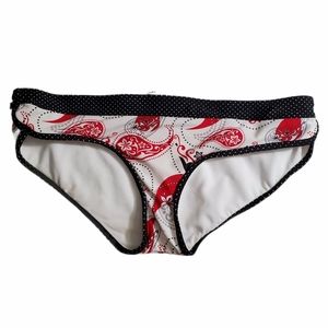 split Bikini Bottom Red, White, and Black